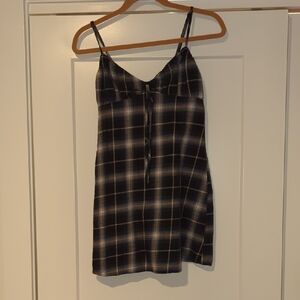 Blue and White 100% Cotton Plaid Cami Dress Wild Fable